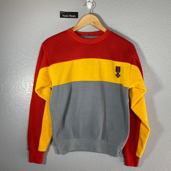 Vintage Other - 1980's Vintage Sweatshirt Red Yellow Grey